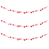 Fiupan 3Pcs Valentine's Day Pom Pom Felt Ball Garlands 5.9Ft Red Pink White Love Heart Balls Hanging Banner Valentines Celebrations House Party Decorations Supplies for Home Indoor Outdoor