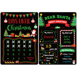 Fiupan Christmas Photo Props Chalkboard Days Until Christmas Countdown Calendar Dear Santa Merry Christmas Wish List Double Sided Sign Reusable Wooden Board for Kids Winter Holiday Party Decorations