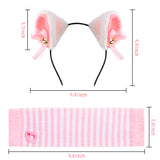 Cat Ears Headband with Bell and Long Arm Fingerless Gloves Pack Cute Furry Neko Head Accessories Strip Stretchy Thumb Hole Gloves Anime Cosplay Costume for Party Fancy Dress Masquerade Holiday Prom