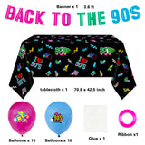 Fiupan 48Pcs 90S Party Supplies 1990s Retro Theme Decorations Back to The 90S Banner Latex Balloons Tablecloth I Love 90's Cake Toppers Throwback The 90's Hip Hop Birthday Photo Booth Props for Room