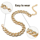 Fiupan Cuban Rhinestone Chain Dog Collars Lightweight Adjustable Decorative Gold Color Photo Prop Accessories Outfits Diamond Puppy Necklace for Small Medium Dogs Cats (Not for Walking Chain)