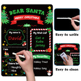 Fiupan Christmas Photo Props Chalkboard Days Until Christmas Countdown Calendar Dear Santa Merry Christmas Wish List Double Sided Sign Reusable Wooden Board for Kids Winter Holiday Party Decorations