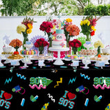 Fiupan 3Pcs 90S Table Covers Throwback 1990s Retro Disposable Plastic Tablecloths I Love 90s Rock and Roll Birthday Table Cloth Back to The 90's Birthday Party Decorations Supplies Favors for Room